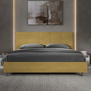 Letto imbottito Matrimoniale 190x190 cm Mika - Contenitore,Microfibra,Ocra