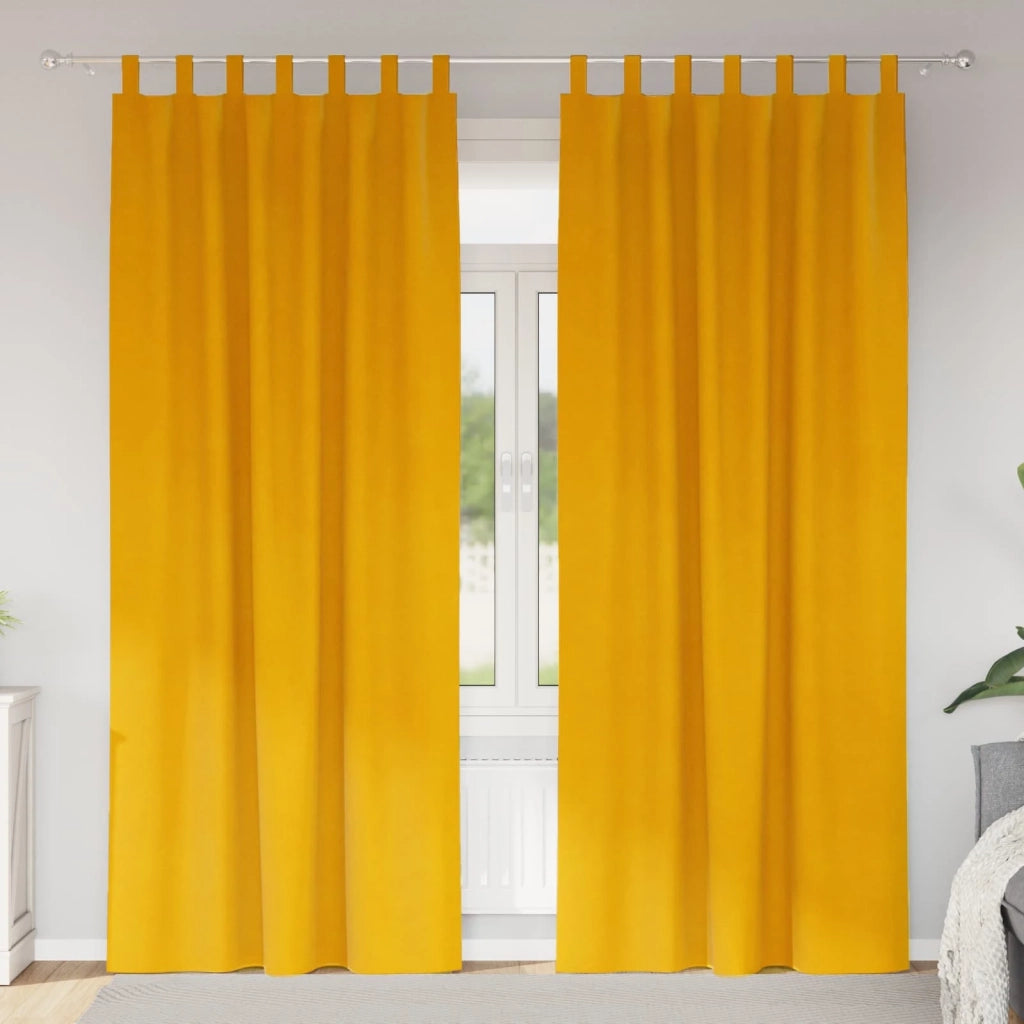 Tende oscuranti 2 pcs Giallo senape 140 x 225 cm Velluto 4107280
