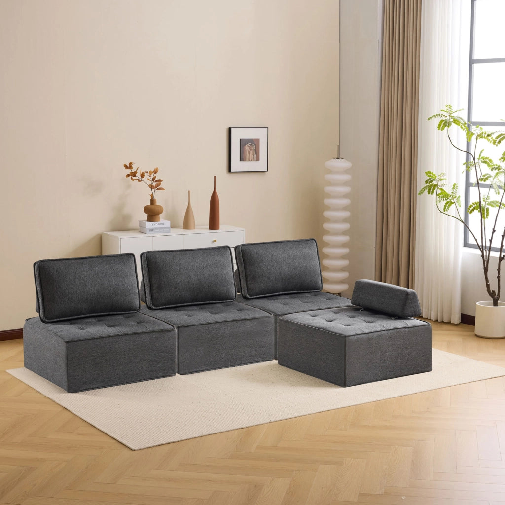 Divano relax modulare grigio scuro in compensato
