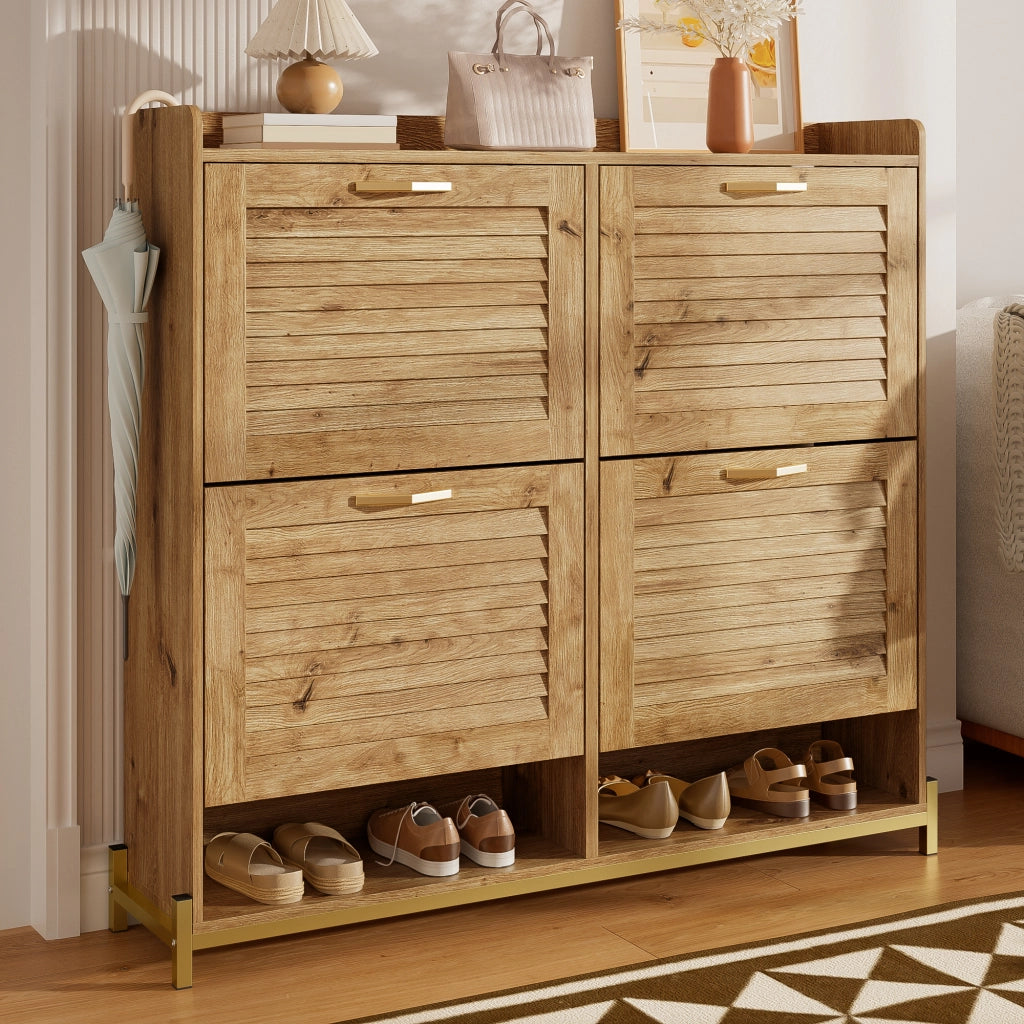 SCARPIERA 4 ante 108,5x24x100 cm MDF colore legno e metallo
