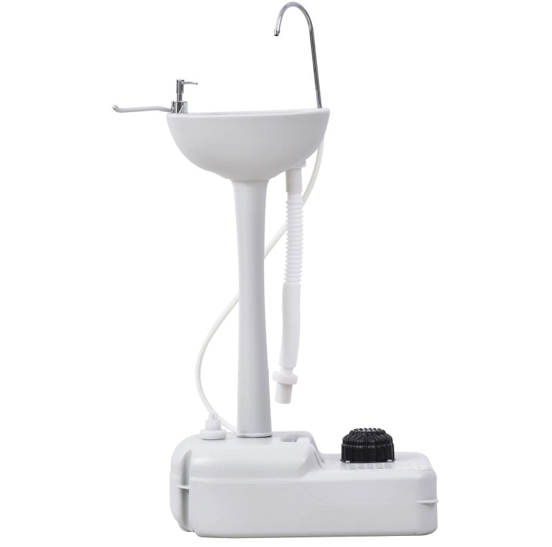 Lavabo portatile 34x26x67 cm bianco in HDPE con pompa a pedale