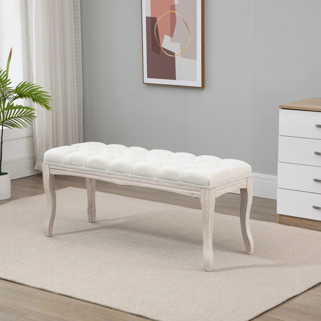 Panca letto ¨C zephmum ¨C Tessuto beige, legno, 110x40x48