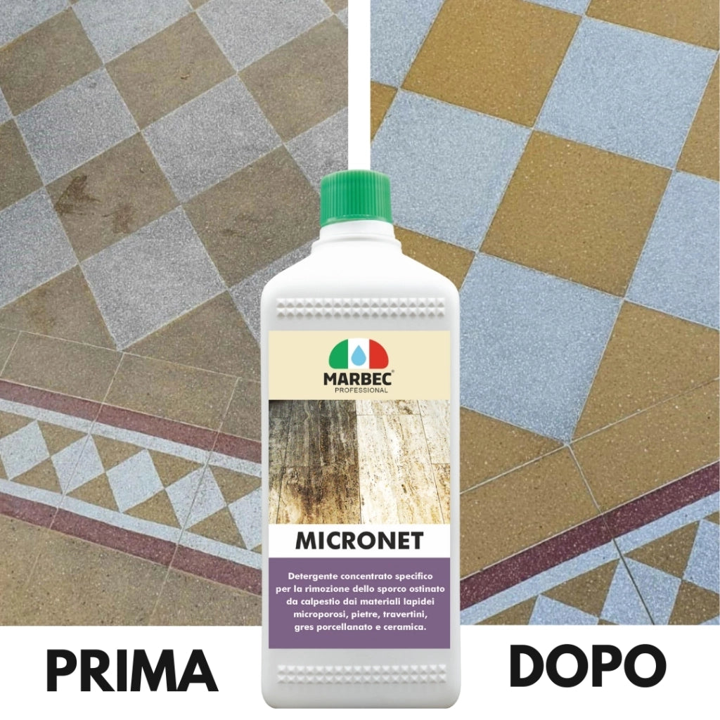 Detergente per gres porcellanato e pietre MICRONET   1LT + Tampone in Melamina
