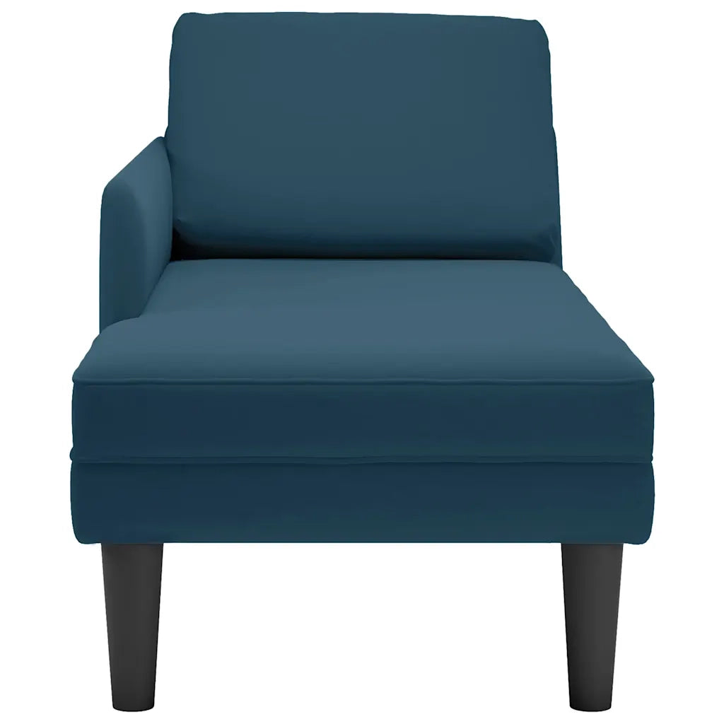 Sdraio con Cuscino e Bracciolo Destro in Velluto Blu 4009806