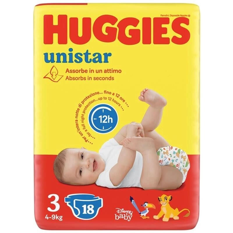 PANNOLINI HUGGIES UNISTAR TAGLIA 3 MIDI 18 PEZZI