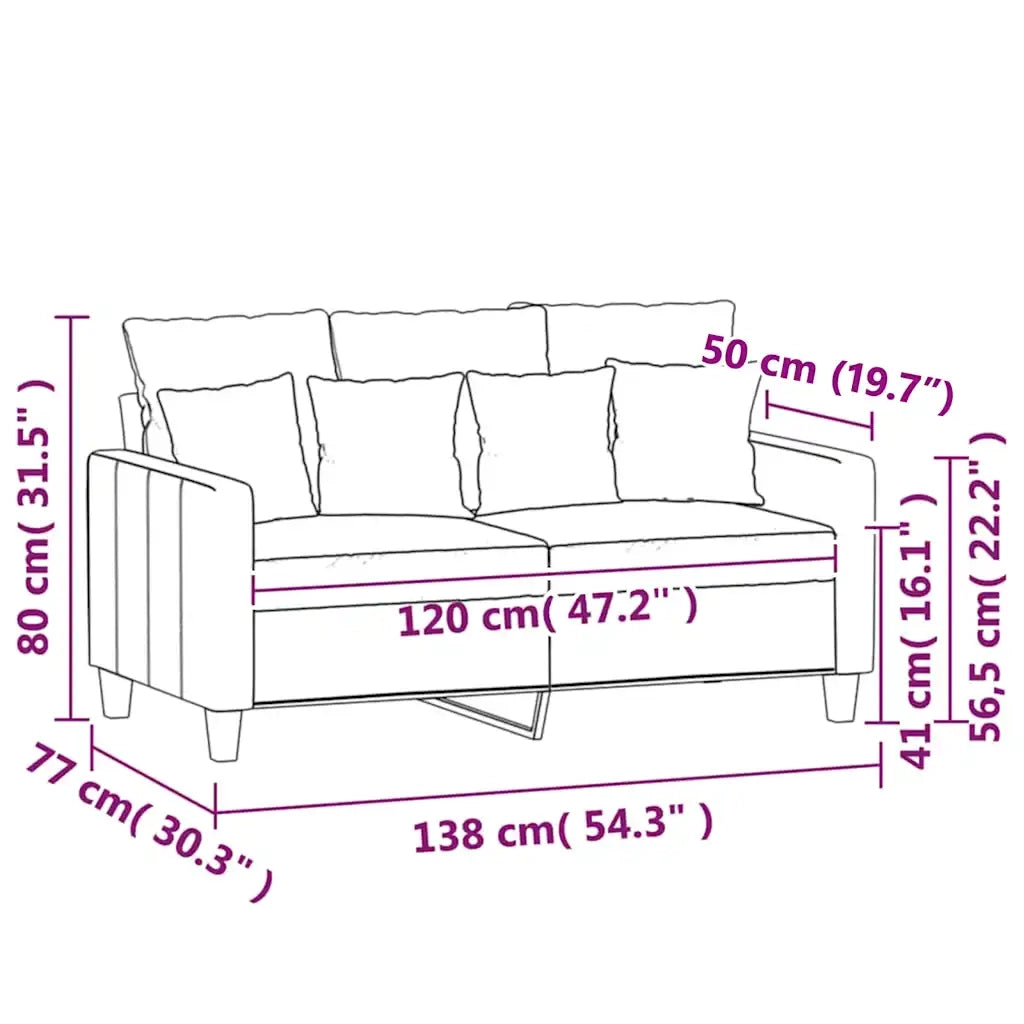 Divano a 2 Posti Blu 120 cm in Velluto 359302