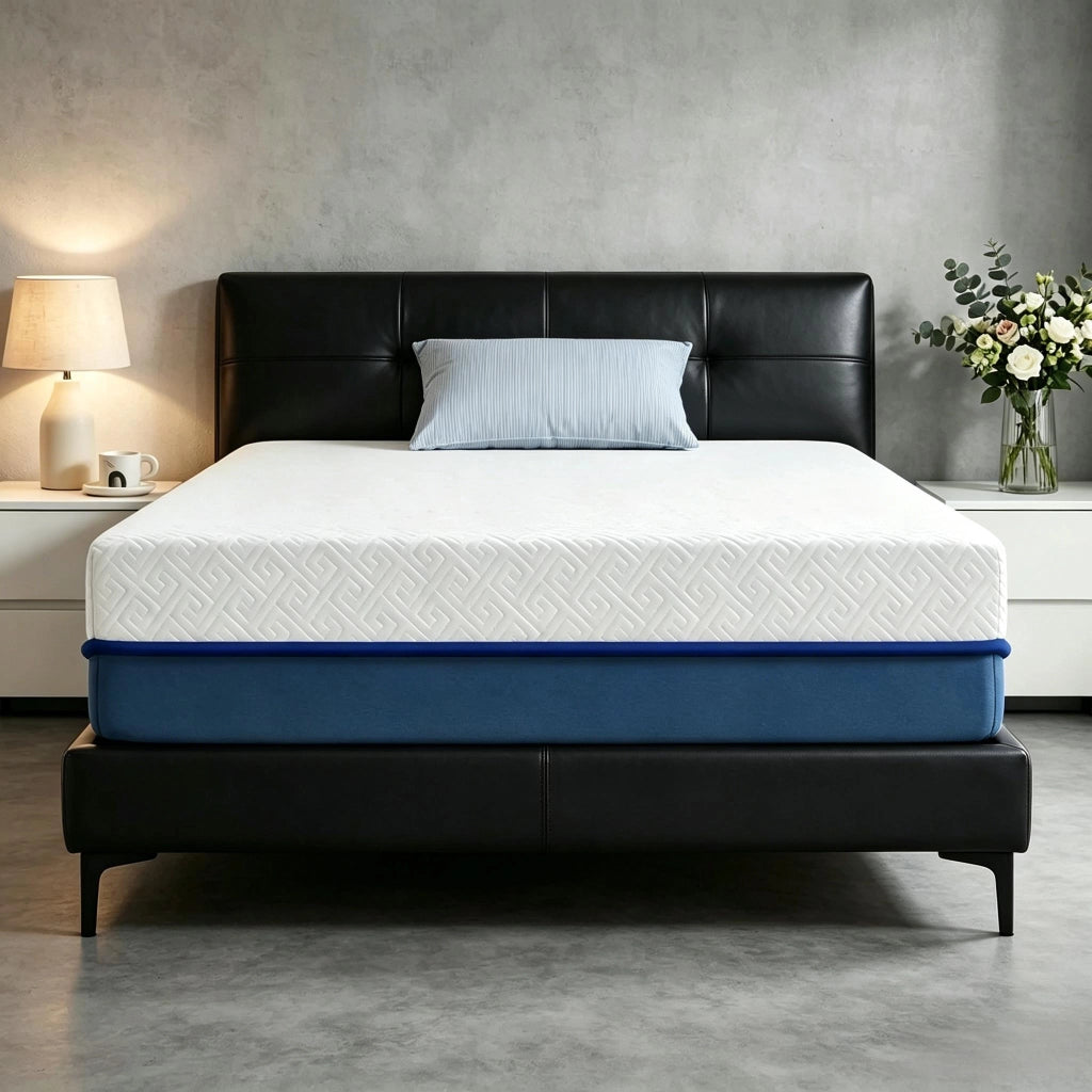 Materasso 90 × 190 cm con 4 cm di schiuma memory gel e schiuma al tè verde 20 cm rivestimento sfoderabile lavabile