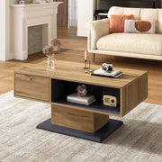 Tavolino da salotto 100x50x46;5 cm con vani portaoggetti su due lati; truciolare melaminico grigio rovere