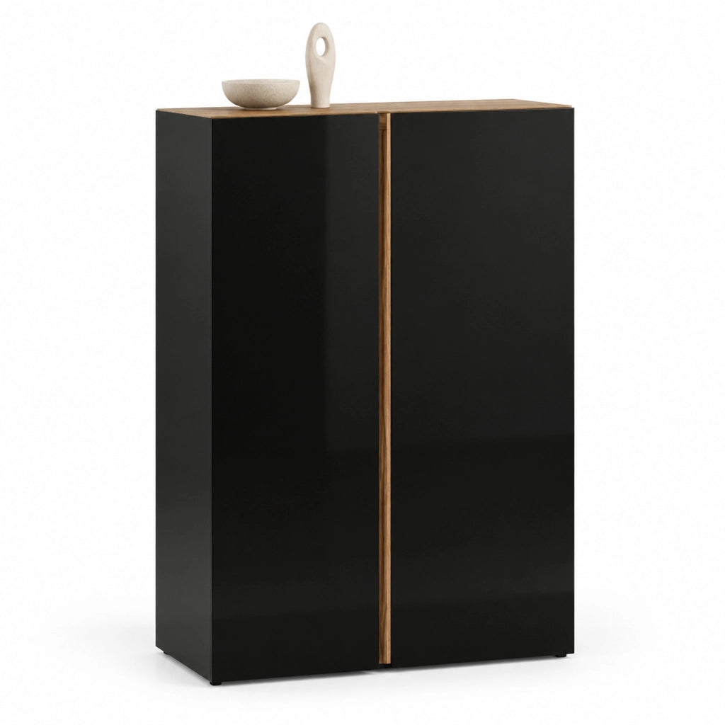 Scarpiera a 6 livelli con ante soft-close senza maniglie; nera