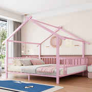 Letto a casetta 140x200 cm in metallo rosa