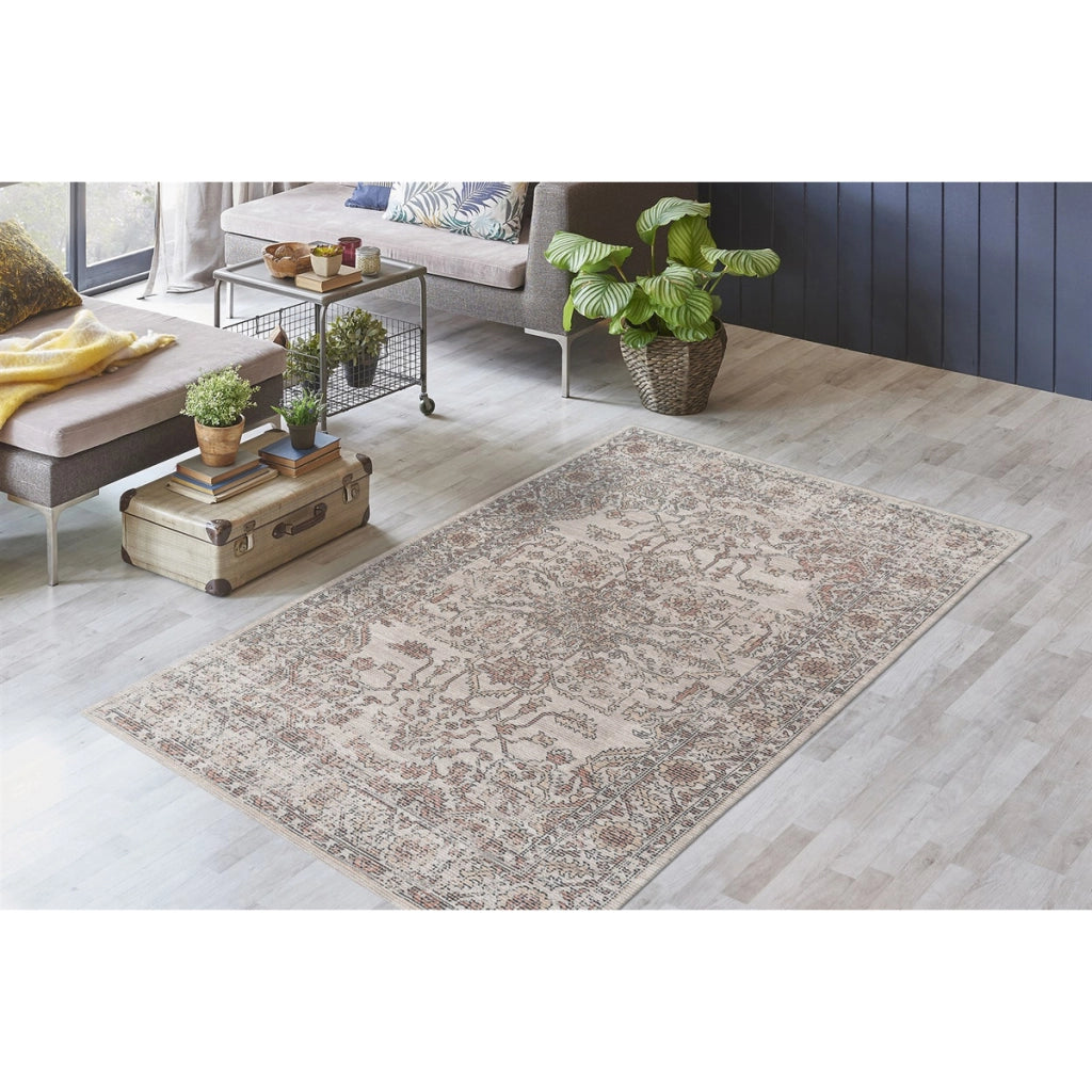 Tappeto Percy 300 Beige in misto cotone stampato