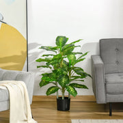 Pianta artificiale dieffenbachia in plastica per interni ed esterni con vaso in cemento nero altezza 95 cm