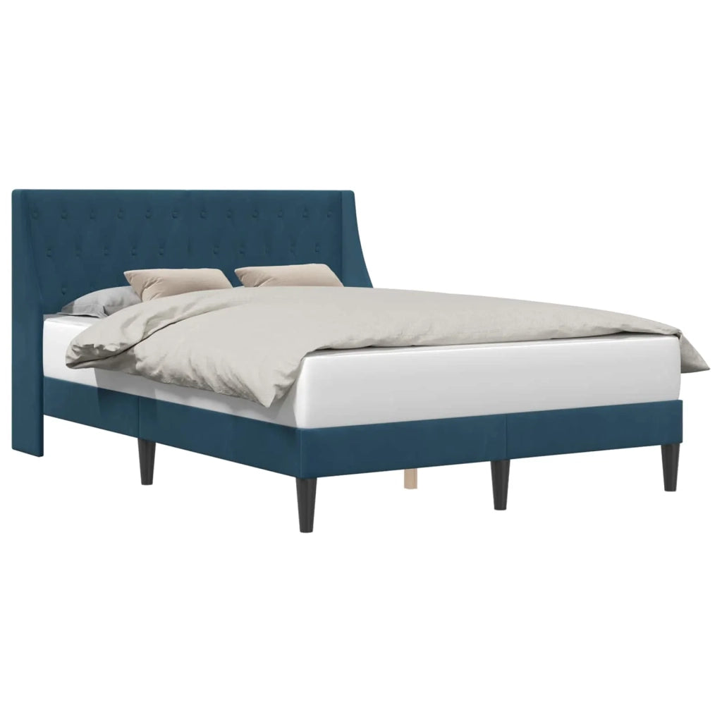 Letto matrimoniale | Letto per adulti | Struttura del letto con testiera Blu 160 x 200 cm Velluto