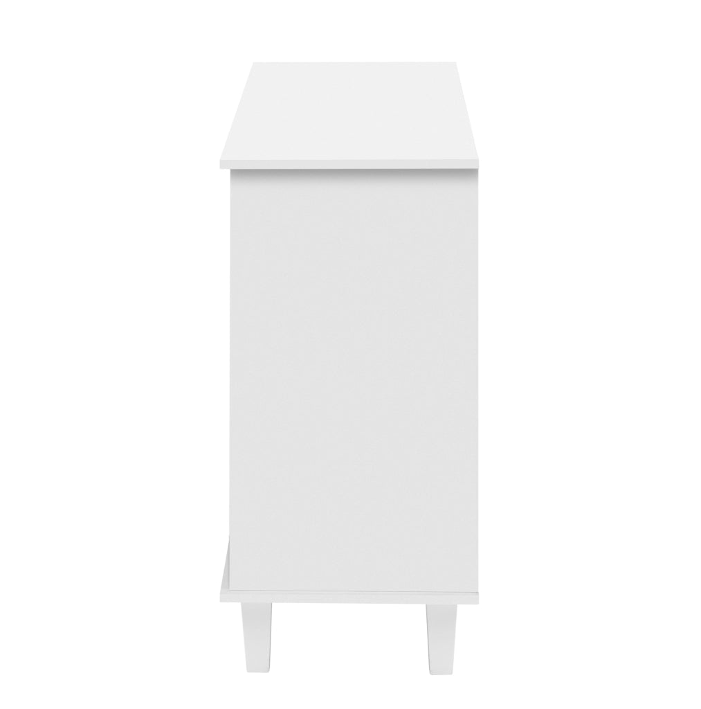 Credenza bianca con 4 ante a specchio e 2 cassetti