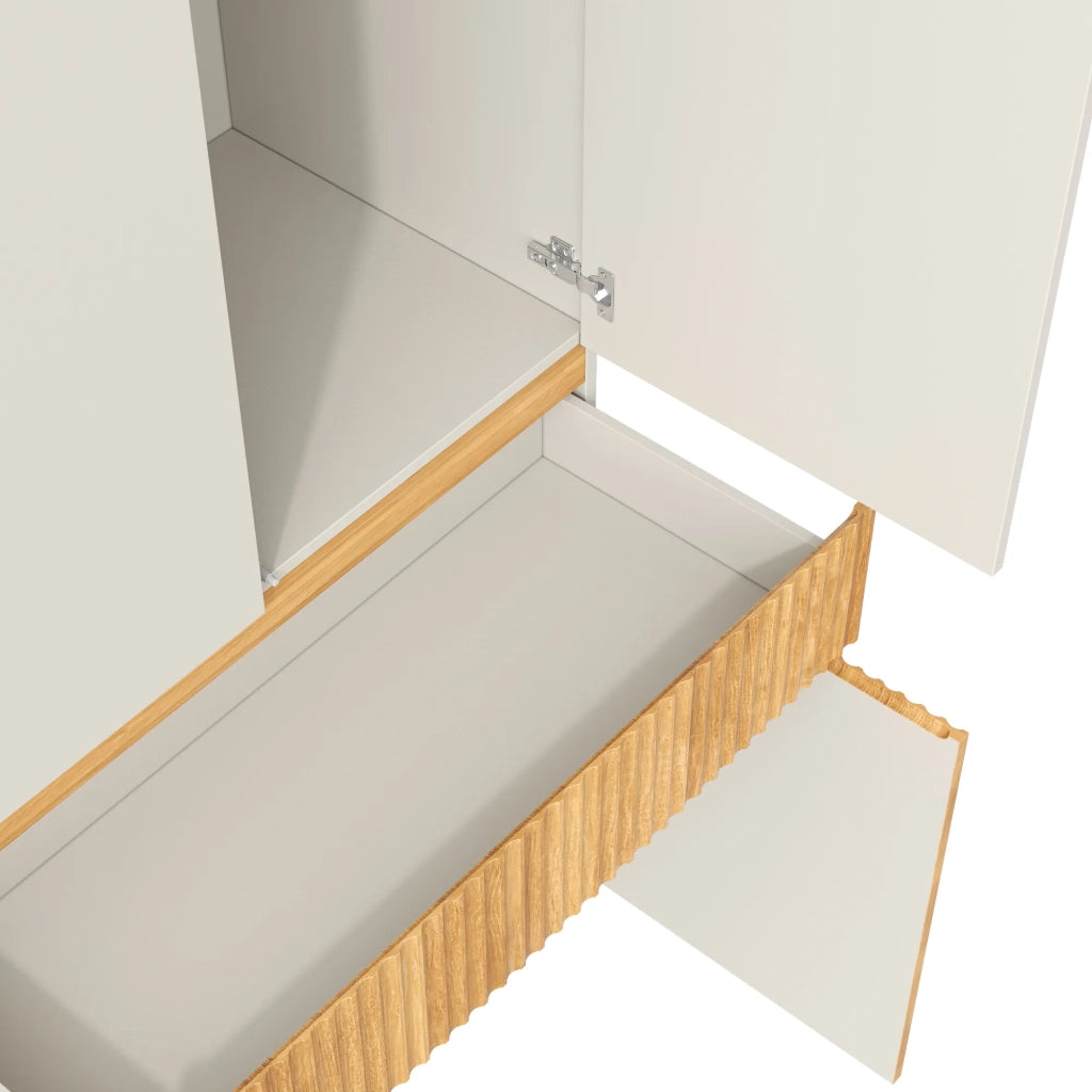 Armadio 10 ante, 225x50x200 cm, 2 appendini e 3 cassetti, rovere chiaro, moderno per camera, corridoio, cameretta o ufficio