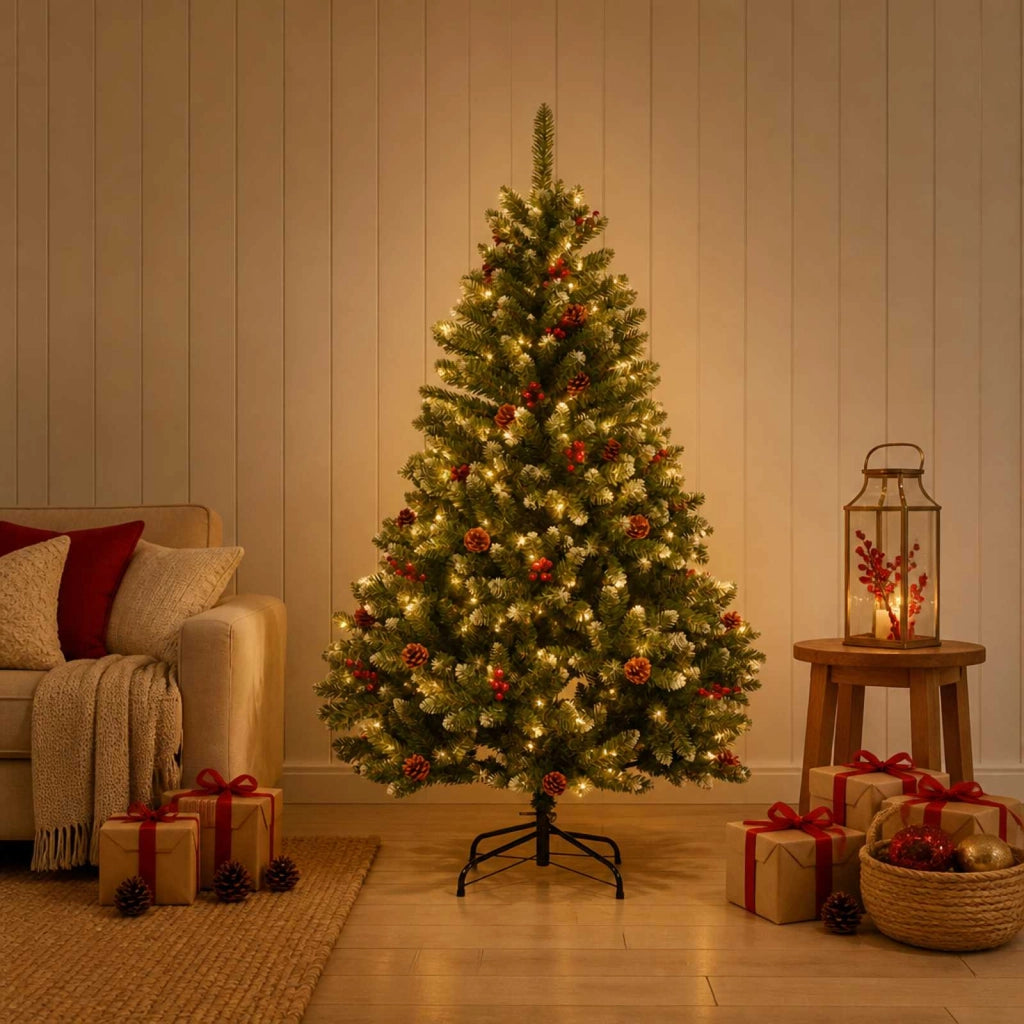 Albero di Natale Artificiale con Rami Pieghevoli 180 cm 300 LED 42054586