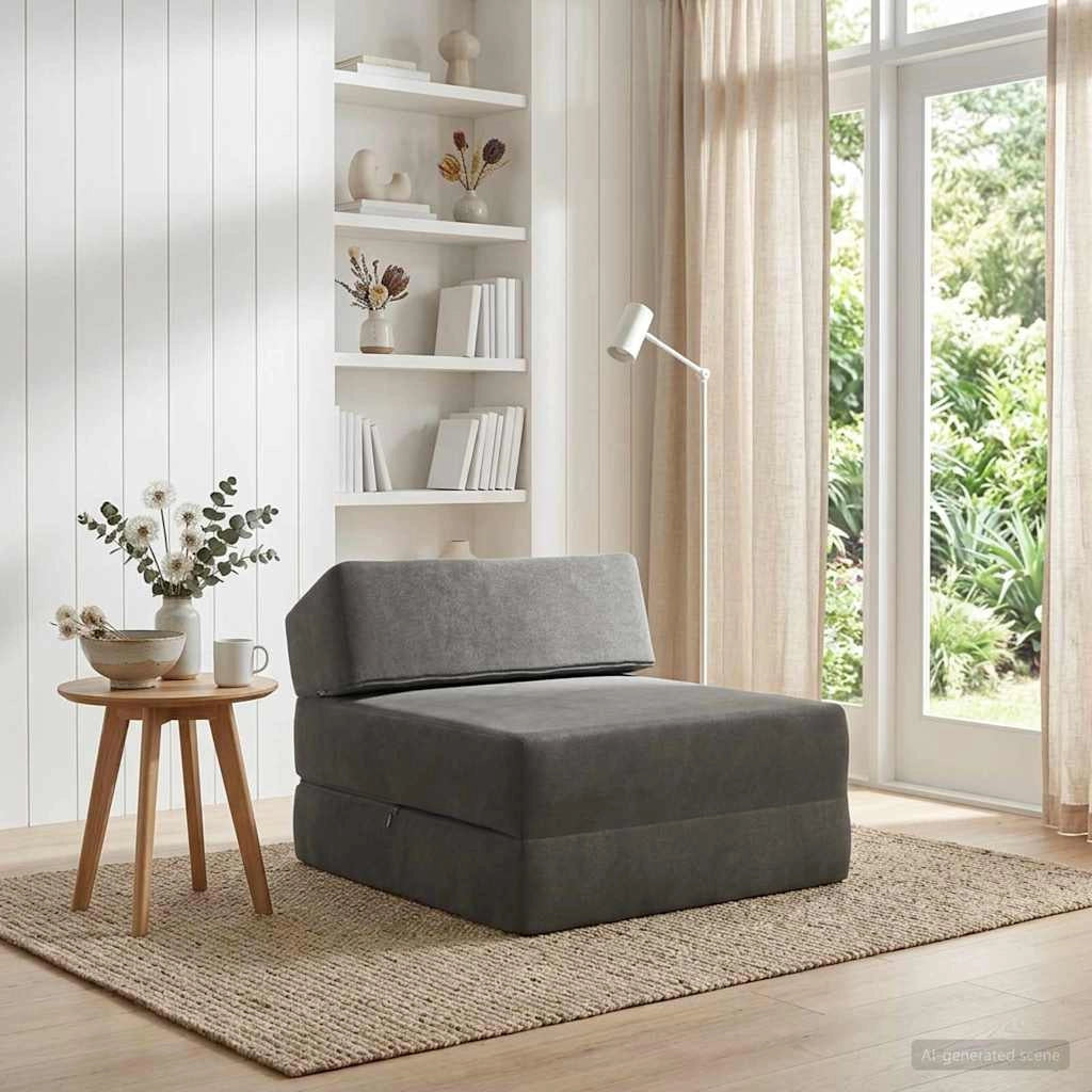 Divano Letto Pieghevole Grigio Scuro 60 x 70 x 41 cm Tessuto 900059