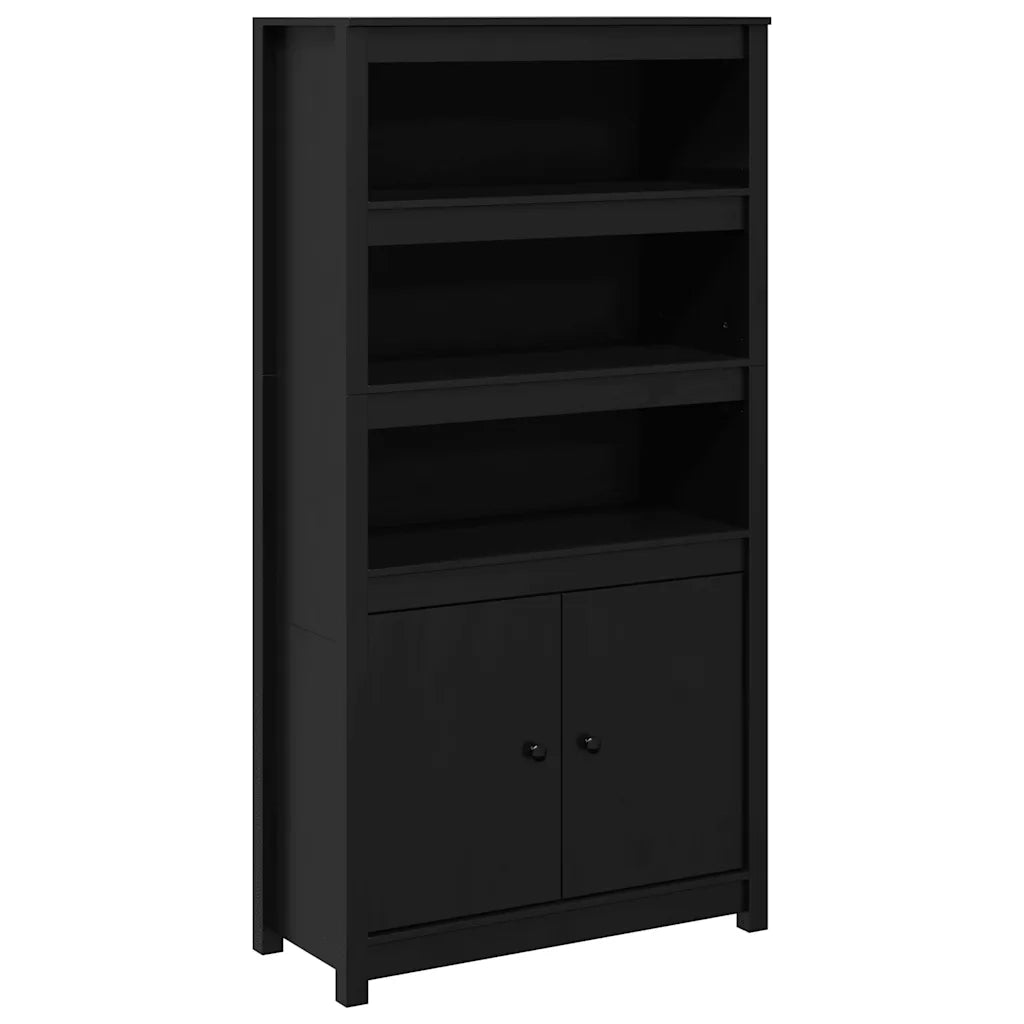 Credenza-Buffet-Armadio da cucina Nera 80x35x154 cm in Legno Massello di Pino