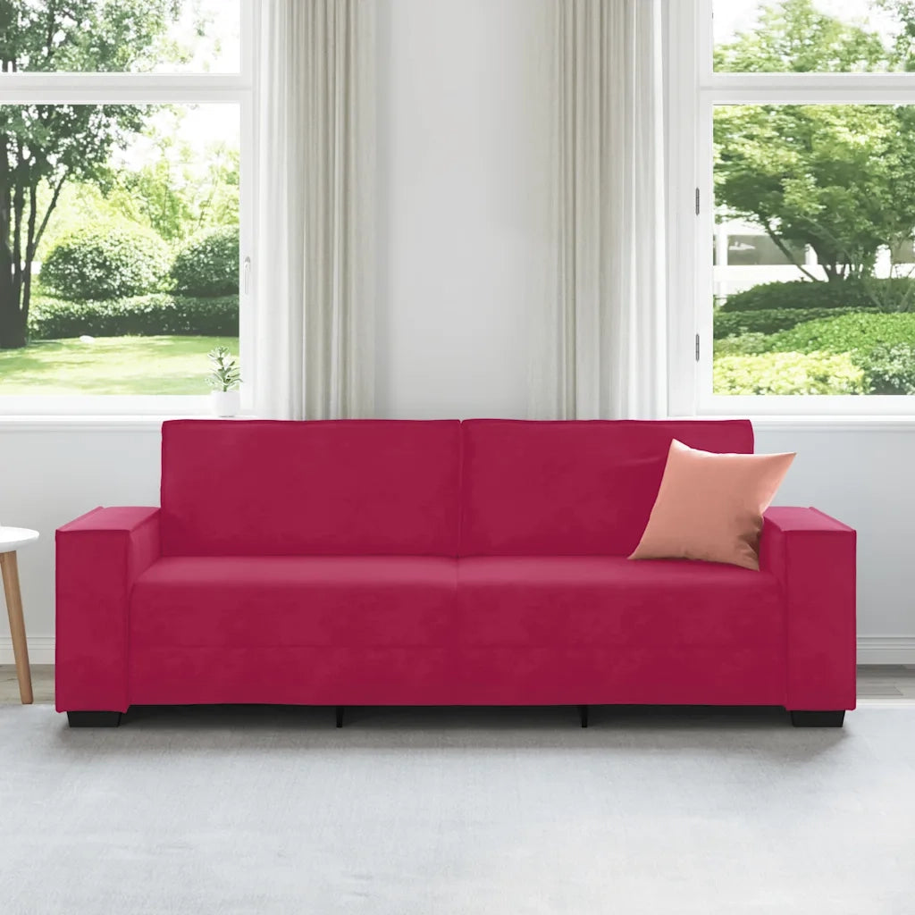 Divano a 3 Posti-Sofa 3 Posti Rosso Vino 180 cm in Velluto 759989