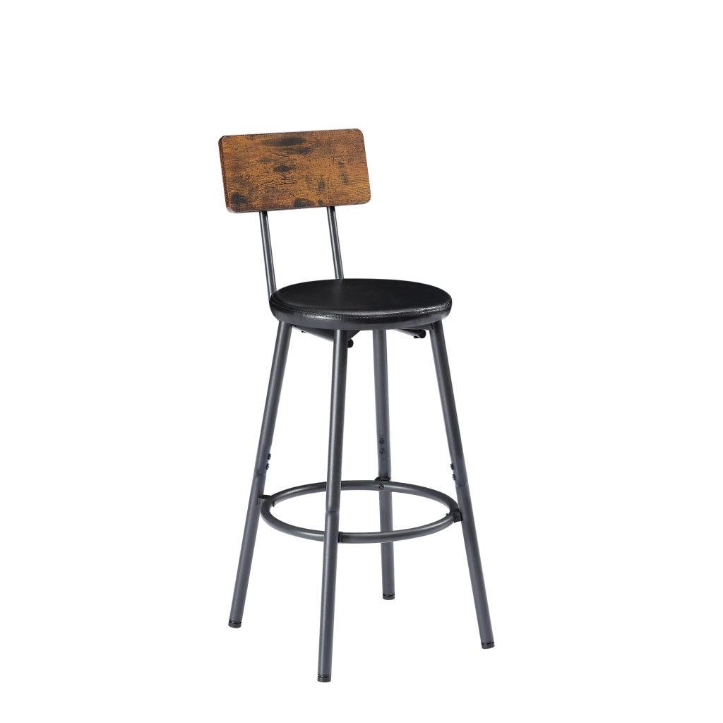 Set bar industriale con tavolo alto e 3 sgabelli imbottiti, colore rustico marrone e nero