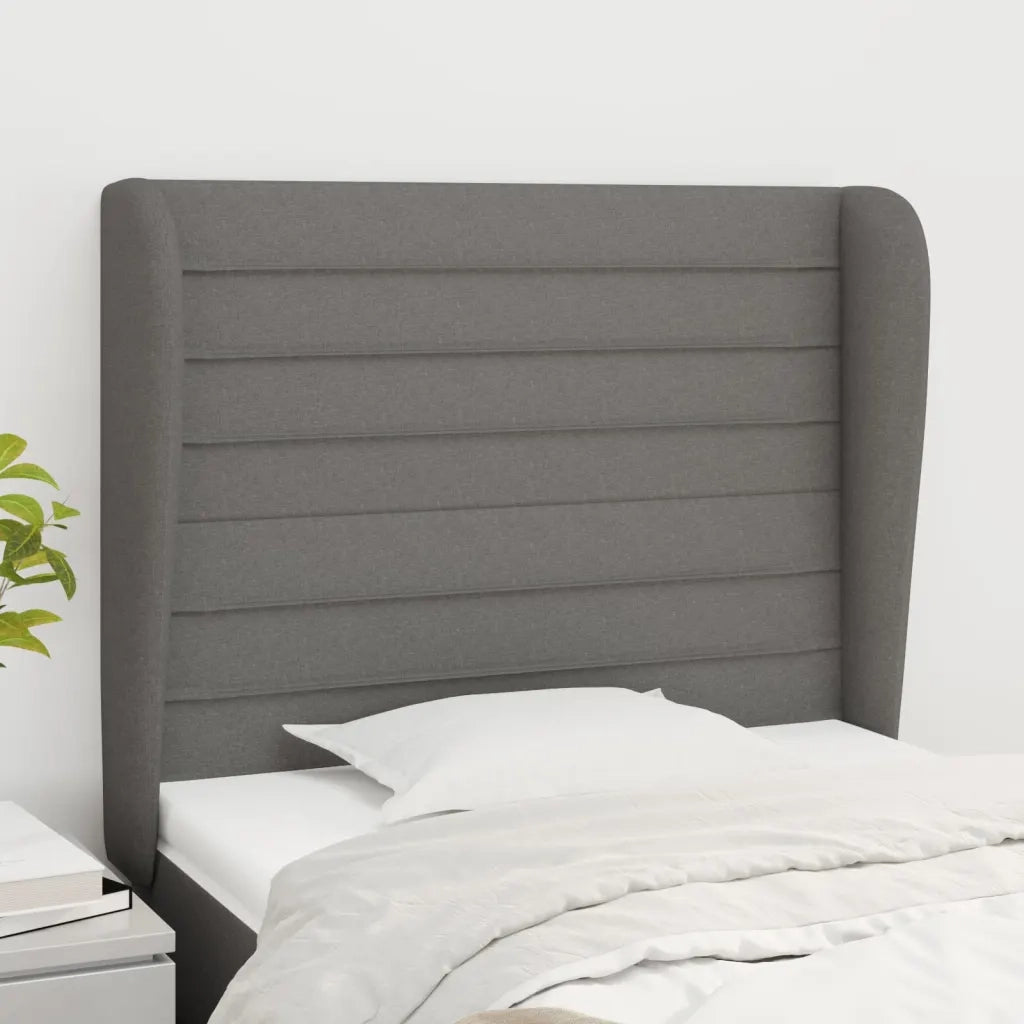 Testiera ad Orecchio-Testata con Orecchie Grigio Scuro 93x23x118/128 cm in Tessuto 834241