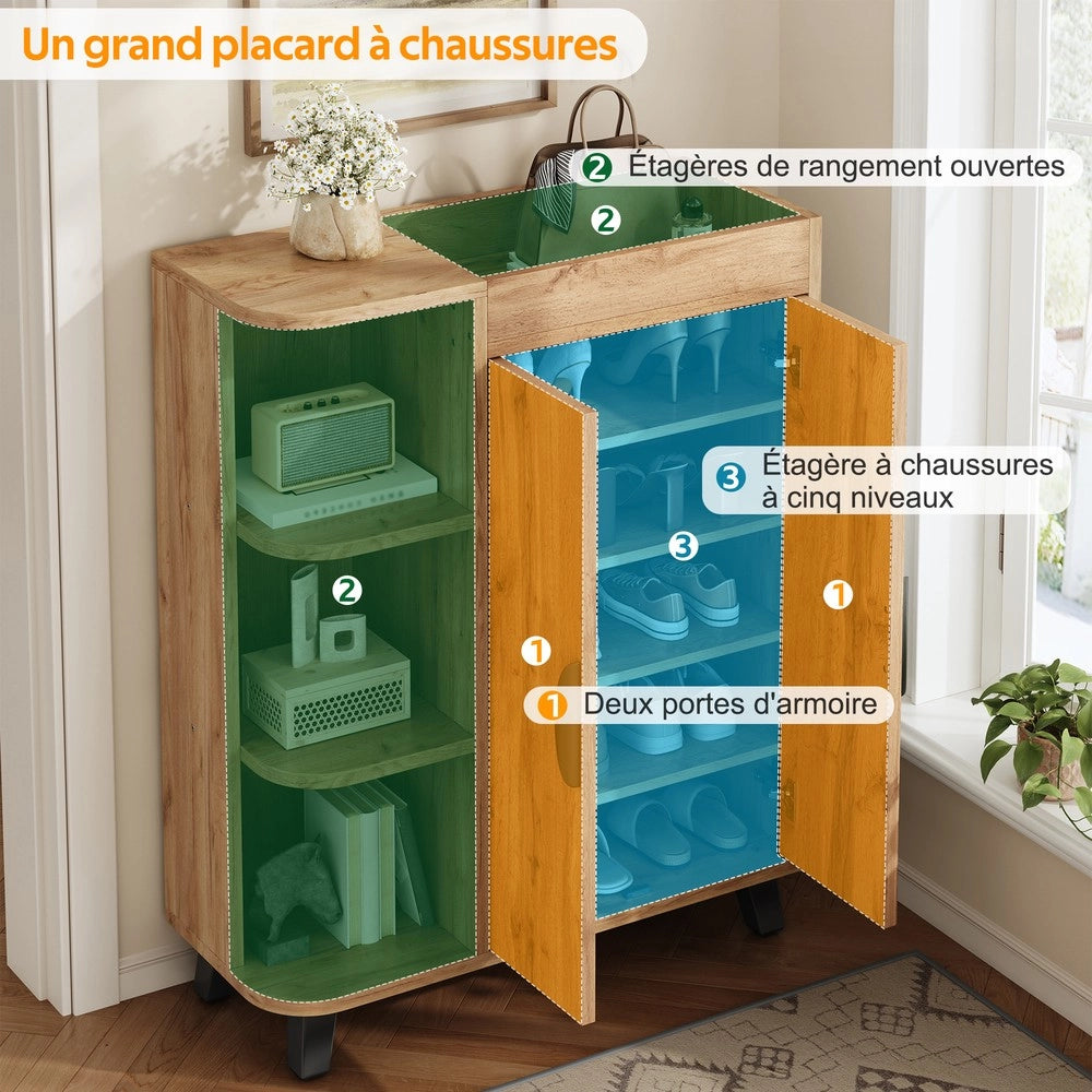 Scarpiera Slim con Ante e Ripiani ¨C MINIMAL ¨C Legno, Ingresso