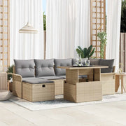 Set Divano da Giardino con cuscino 7 pcs Beige polyrattan 3359677