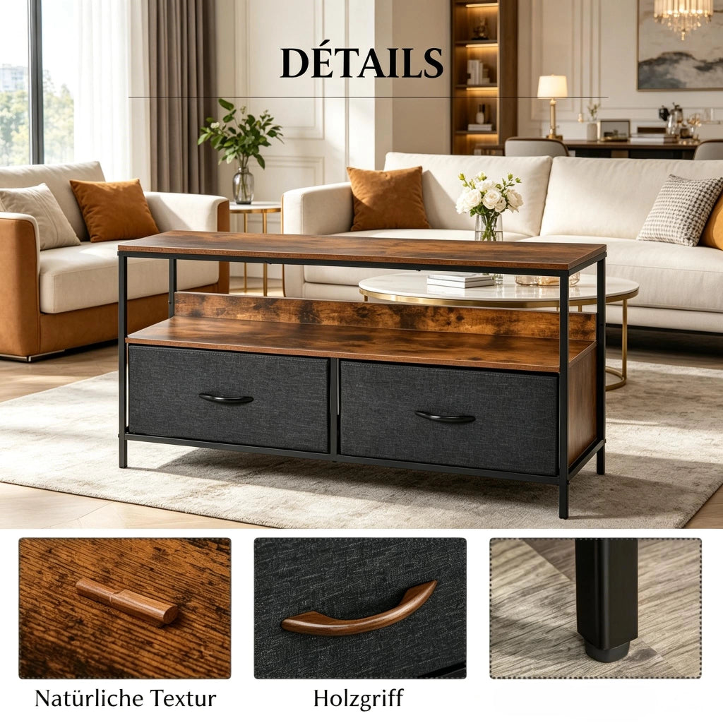 Mobile basso per TV con cassetti pieghevoli, mobile per l'intrattenimento con ripiani a giorno, elegante tavolino per TV, credenza versatile (solo con
