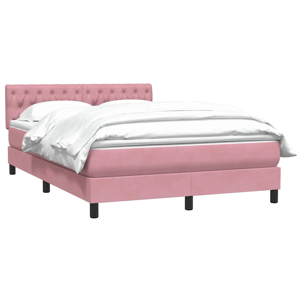 Giroletto a Molle con Materasso Rosa 160x210 cm in Velluto 3316508