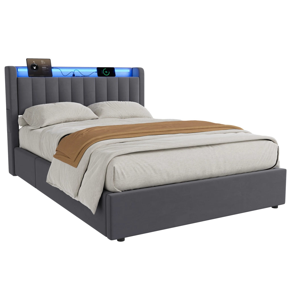 Letto contenitore 140x190 cm, colore grigio
