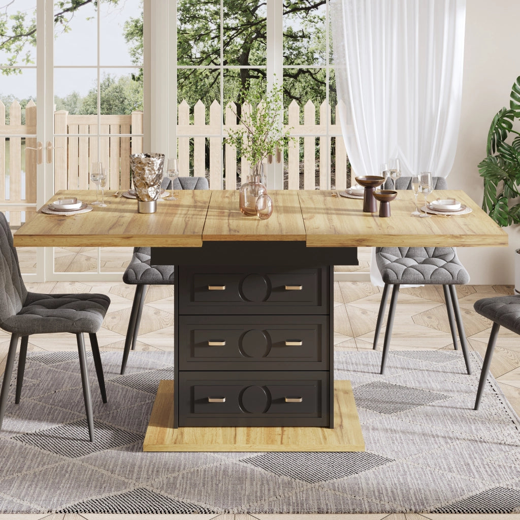 TAVOLO DA PRANZO ALLUNGABILE 110-140x80x75 cm MDF E METALLO NATURALE
