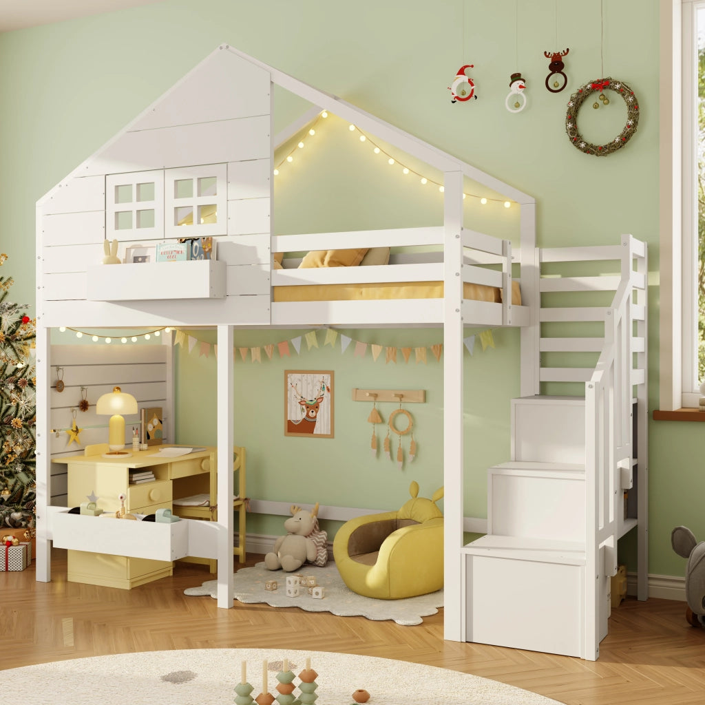 letto a castello in pino bianco 107 x 252;5 cm