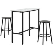 Set Bar 2 Posti con 2 Sgabelli ¨C Minimal ¨C Piano Marmo Bianco, Struttura in Acciaio