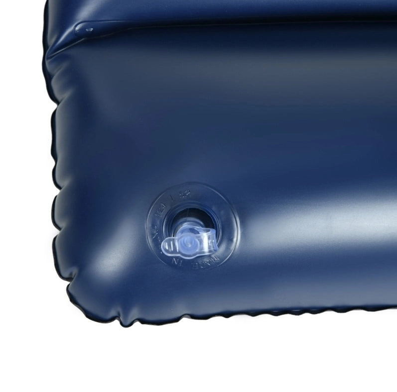 Materasso gonfiabile matrimoniale blu con pompa a mano e cuscini 203x152x22 cm per campeggio e ospiti
