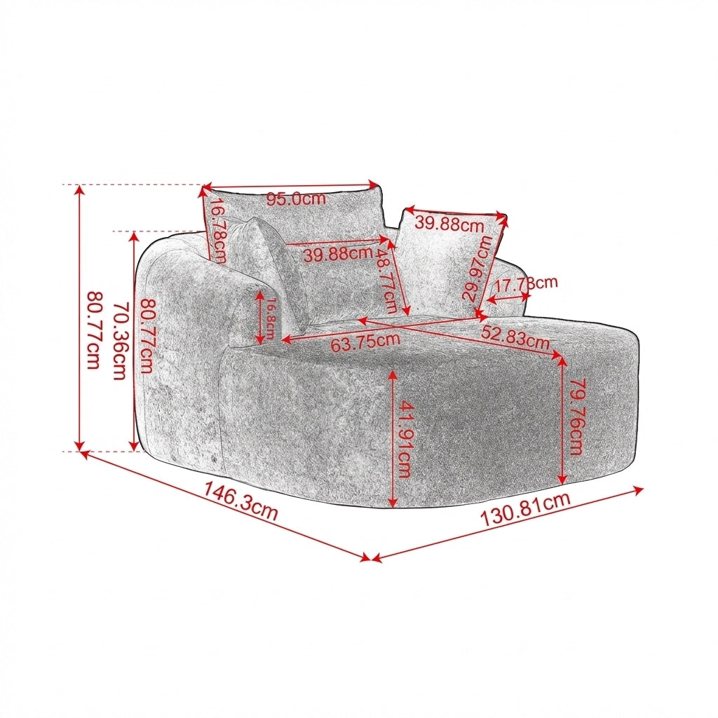Chaise longue trasformabile in divano letto con braccioli e cuscino design moderno in velluto a coste grigio