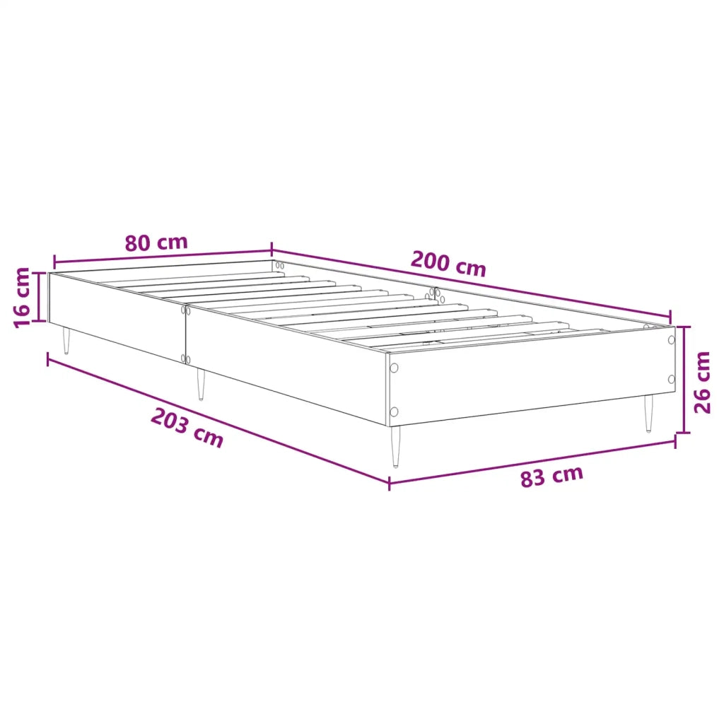 Letto singolo | Letto per adulti | Struttura del letto Rovere Sonoma 80 x 200 cm