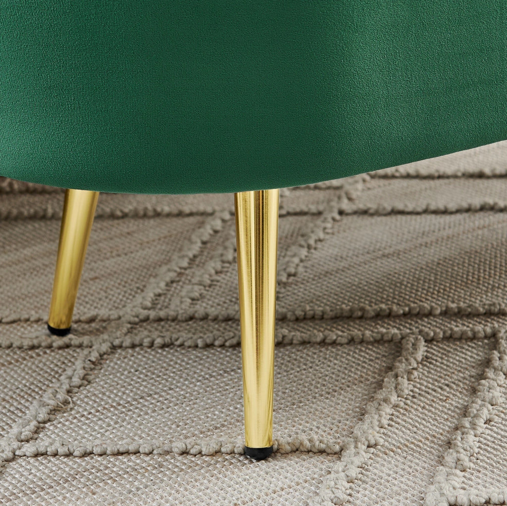 Panca contenitore multifunzionale in velluto verde con struttura in legno massello e gambe in metallo, 110x40x42 cm, 20L capacità