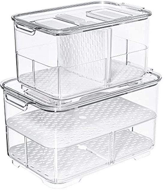 Contenitori per Verdure e Frutta Stacking per Frigorifero - Set da 2