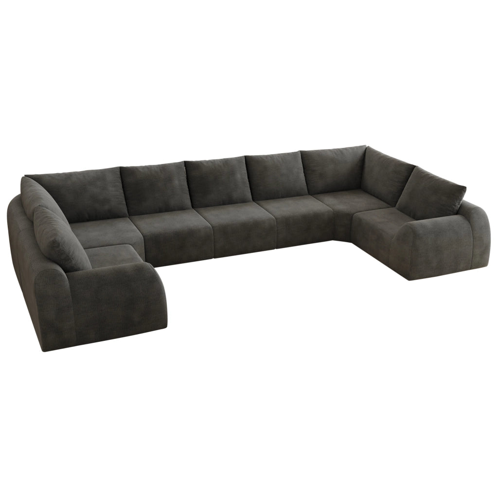 Divano in tessuto grigio scuro 411 × 200 × 85 cm