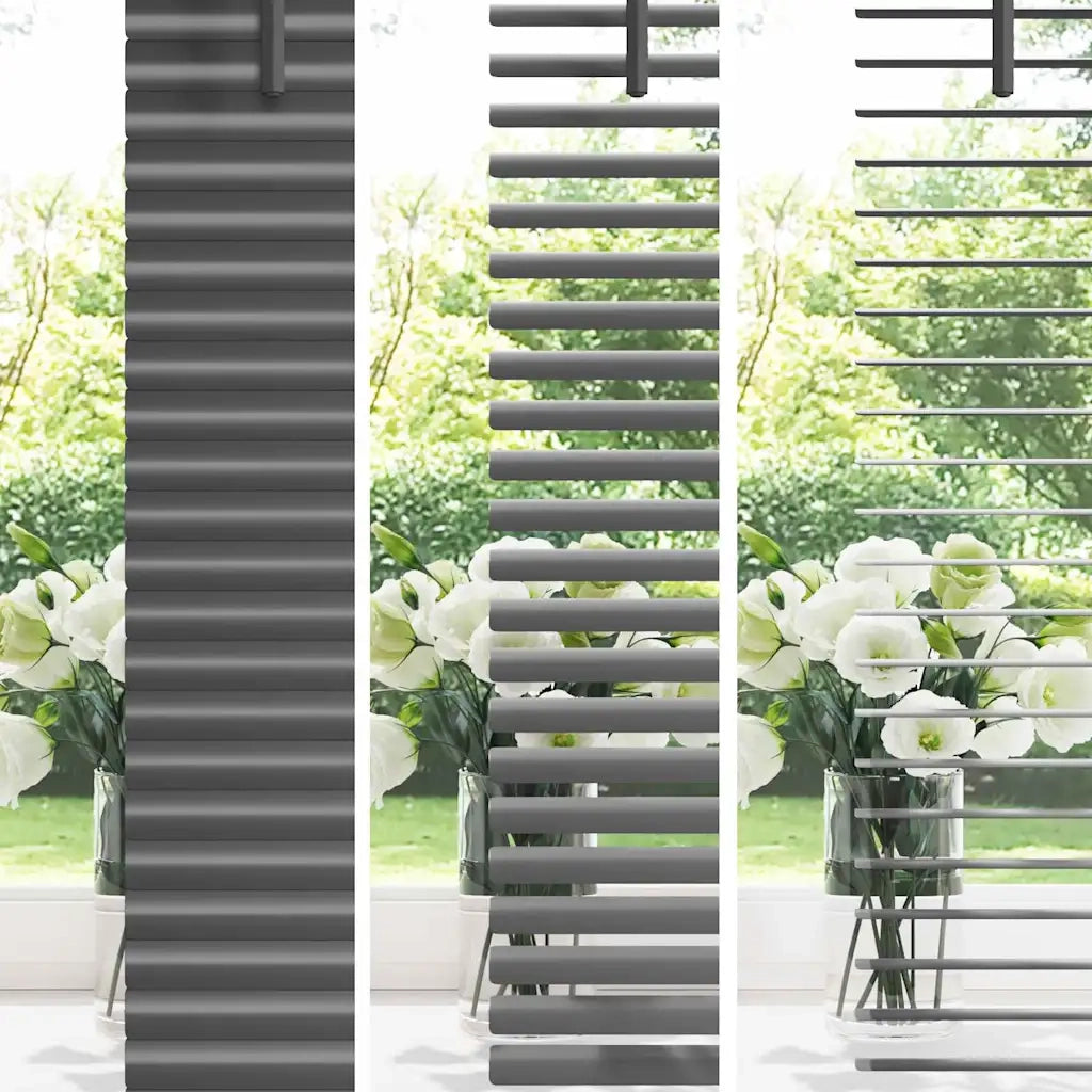 Tendaggi a Veneziana | Tenda a lamelle Grigio scuro 130 x 135 cm Alluminio