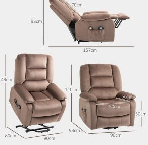 Poltrona Relax Elettrica con Funzione Alzapersone, Massaggio Vibrante e Riscaldamento, Poliestere, 90x93x110 cm