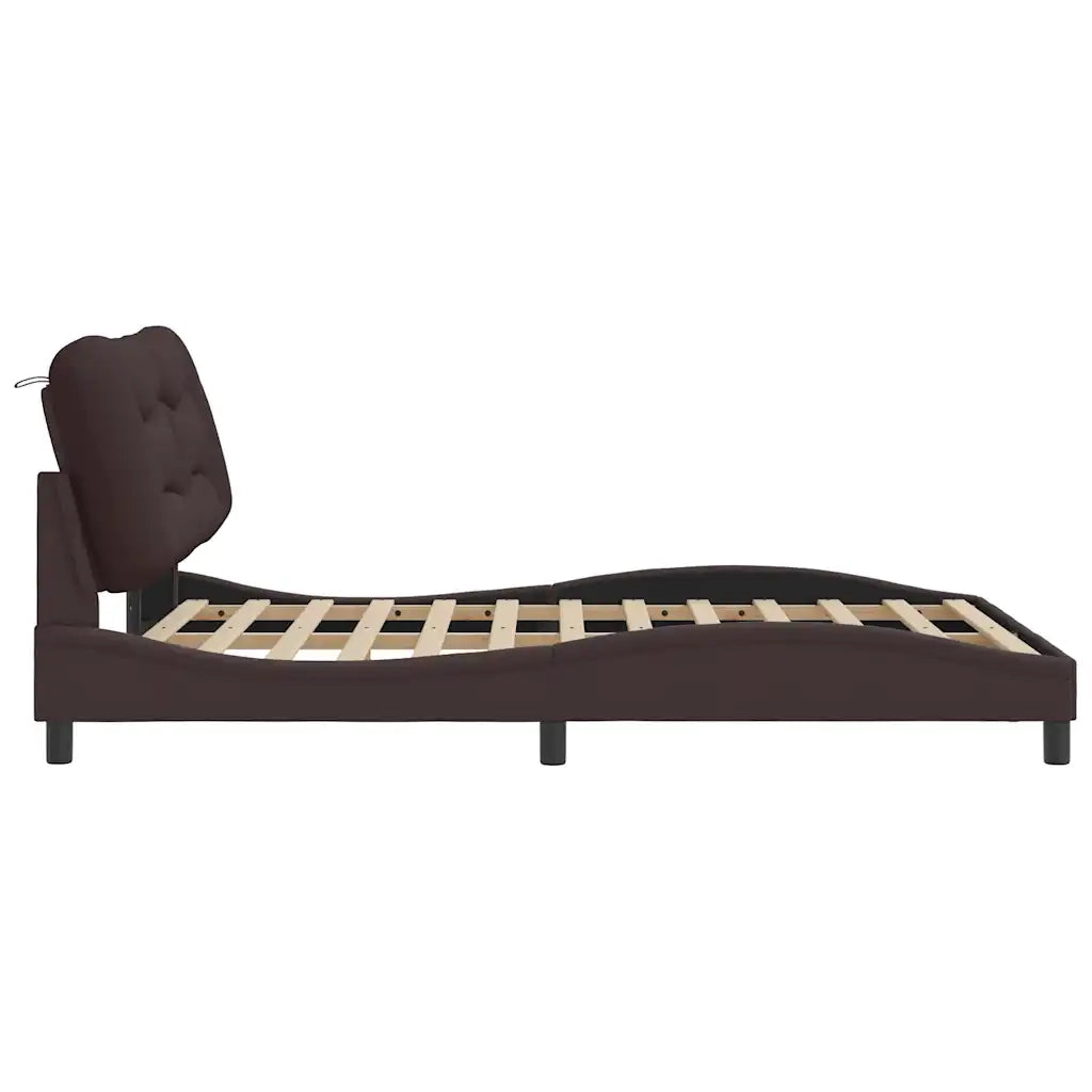 Giroletto senza Materasso-Struttura Letto Hvar Marrone Scuro 140x200 cm Tessuto
