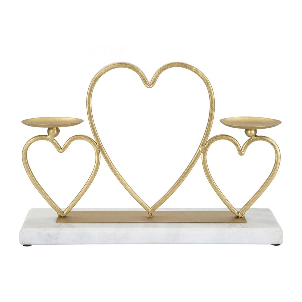 Portacandela VKH338, Oro, Marmo, 30x9x20 cm