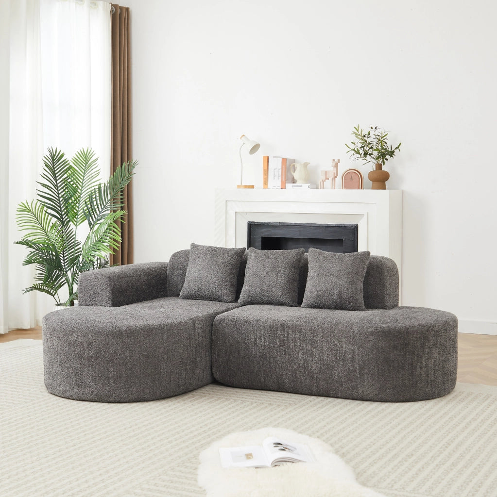 Divano angolare ULEVR con chaise longue a sinistra, 3 cuscini schienale, rivestimento in ciniglia grigio antracite