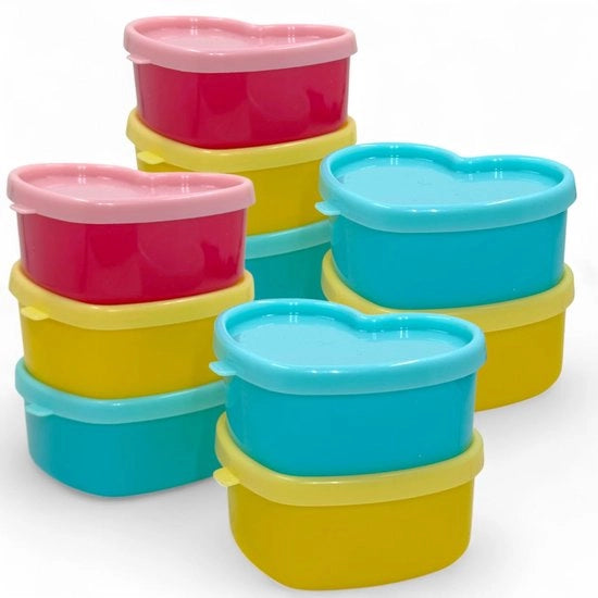 Mini Contenitori per Cibo 10 Pezzi con Coperchi – 90ml Scatole Colorate per Snack – Inerte al BPA, Stivabili, per Cibo per Bambini, Preparazione delle Pasti e Conservazione in Viaggio (Harten Colorati)