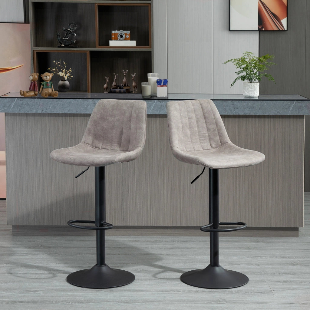 Sgabelli da Bar con Schienale e Altezza Regolabile ¨C Zephmum ¨C Grigio