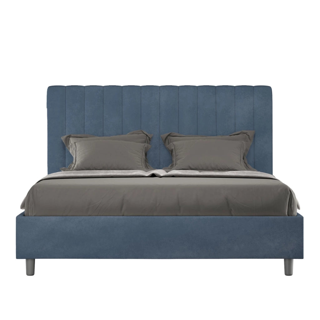 ityhome Letto matrimoniale king size senza rete imbottito 170x190 microfibra blu Agueda