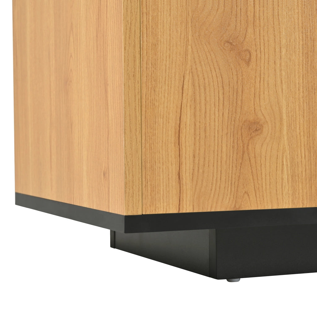 Mobile TV con tre ante; cassetto; divisori in vetro e LED a 16 colori in MDF nero e legno 180 × 37 × 45 cm