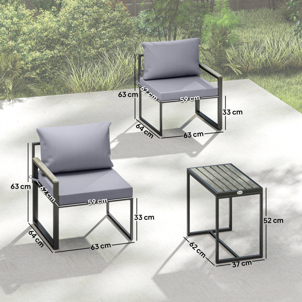 Set balcone 2 poltrone con tavolo ¨C Minimal ¨C cuscini grigio