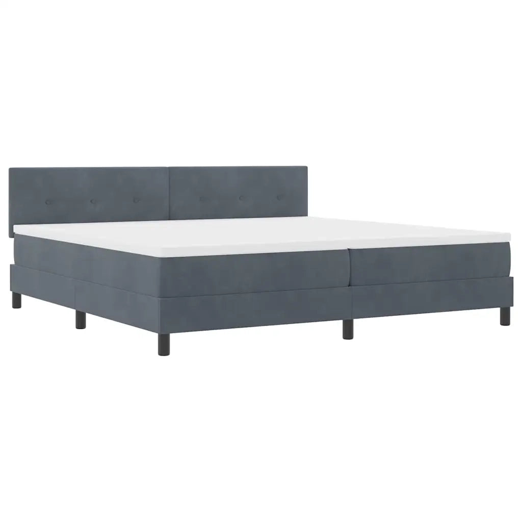 Letto a Sorgente LED con led Grigio scuro 200 x 200 cm Velluto